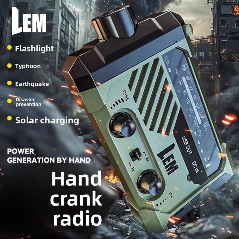 Solar Powered Charger - Radio survivalowe - awaryjne, z korbą